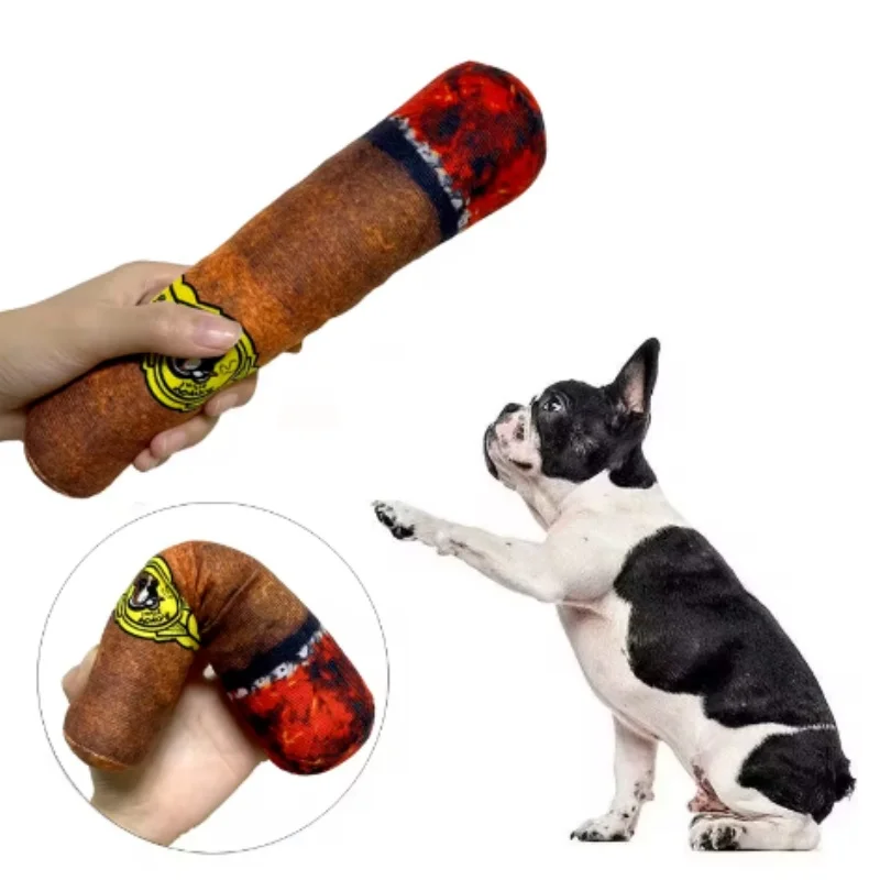 dog cigarette chew toy 1PC Funny Cigar Plush Sounding Toy Pet Big Smoke Squeak Fake Cigarettes Dog  Teeth Chew Interactive Bite Resistant Toy Supplies
