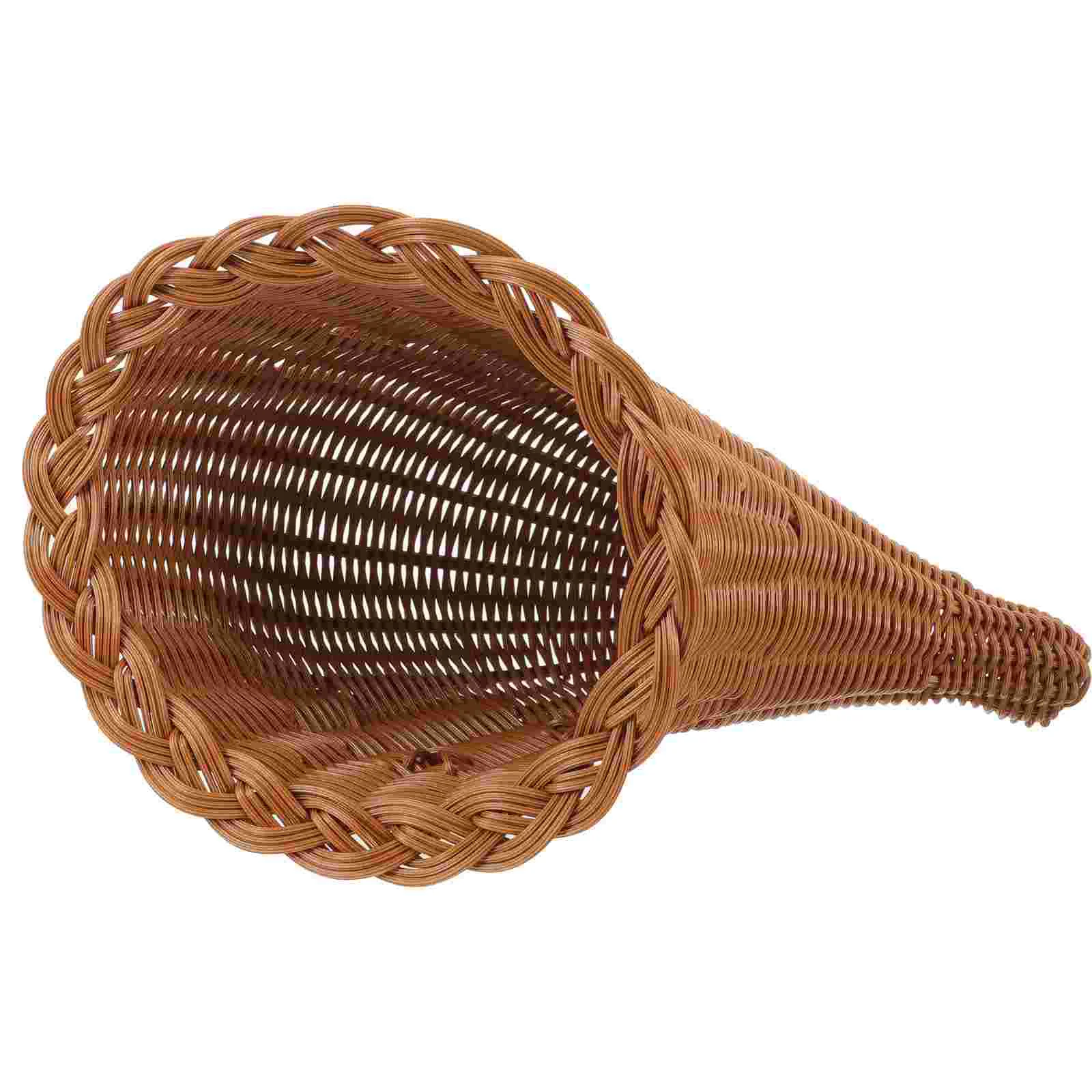 Woven Basket Christmas Ornament Gift Horn Cowbell Style Hand-woven Multi-purpose Decorative Rattan Metallic Line