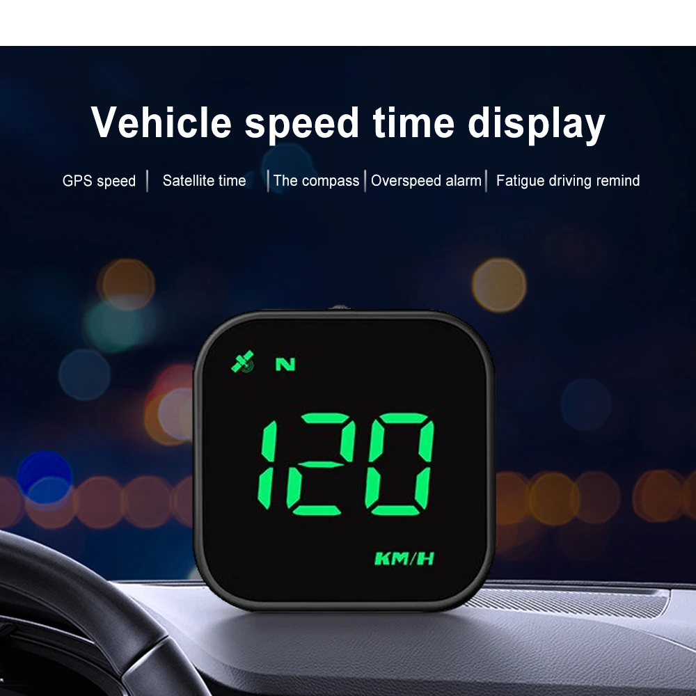 Podofo Universal Car HUD Digital Speedometer GPS Display Head Up Speedometer Override Alarm Multifunction HD Compass Display