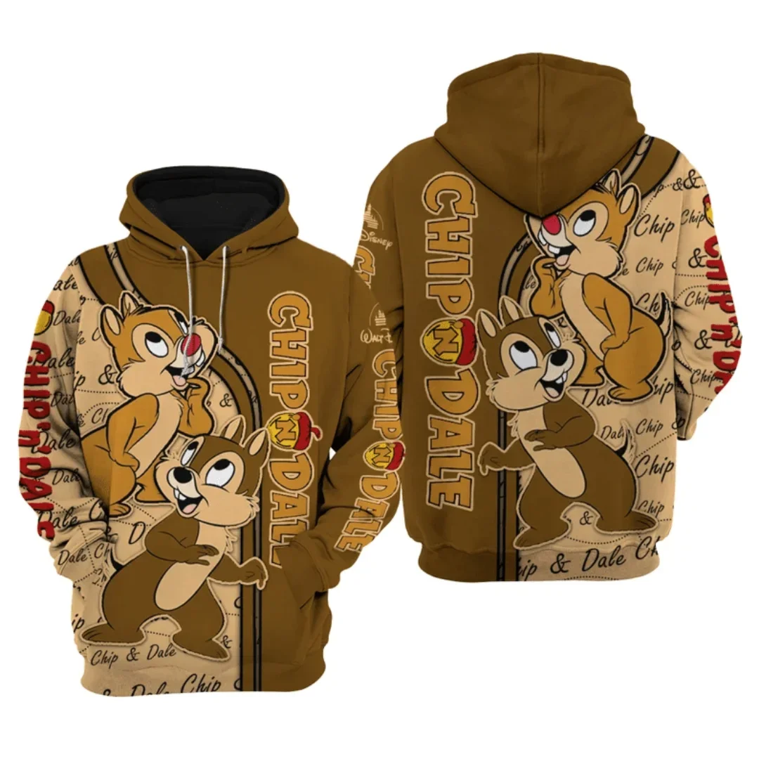 

2024 Disney Chip and Dale 3D Printed Hoodie Men Women Casual Sweatshirt Zipper Hoodie Harajuku Street Pullover Hoodie Fashion