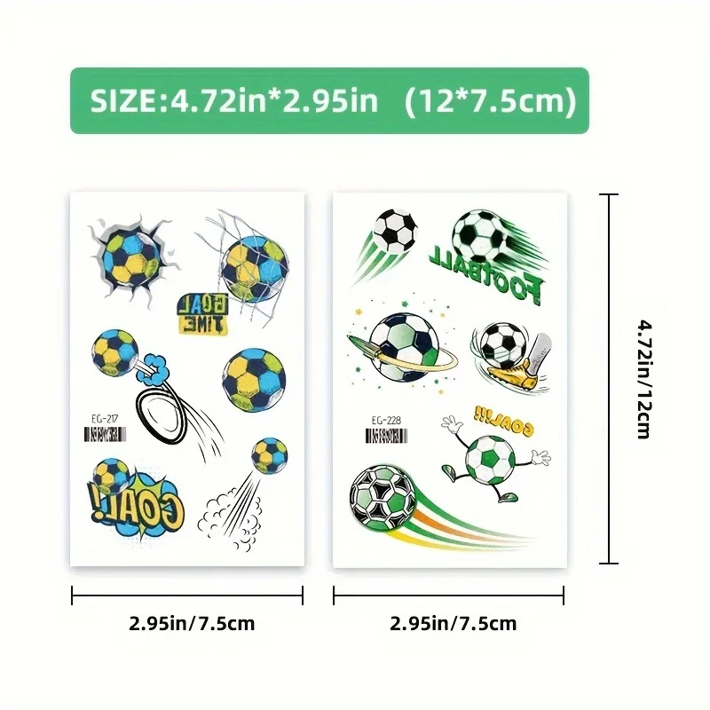 10 Sheets Temporary Tattoos for Children Football Soccer Fan Fake Tattoo Sticker Waterproof Tattoo Sticker Sleeves Man Kid Women