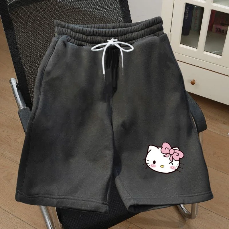 شورت رياضي متعدد الاستخدامات مطبوع عليه Hello Kitty، كاجوال مريح وجيد التهوية وسريع الجفاف في الشارع