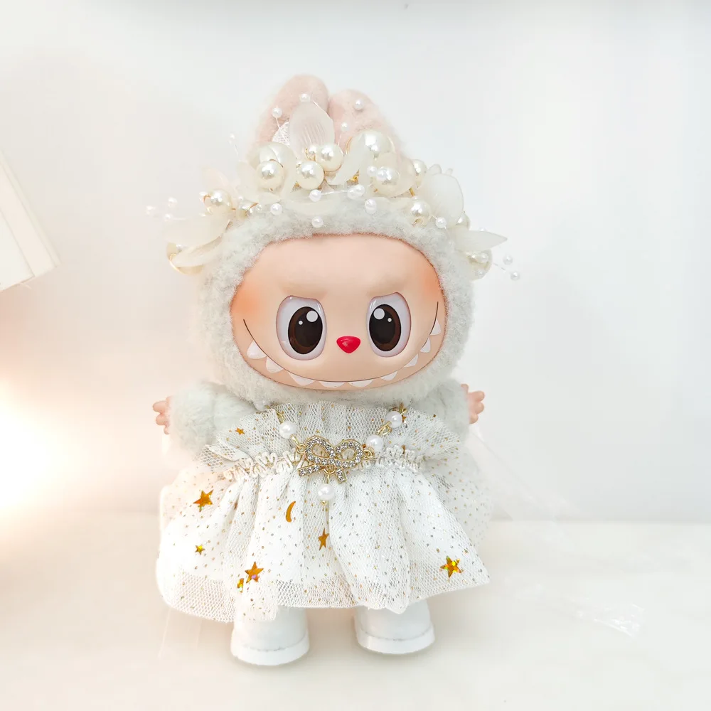 

Clothes For Labubu Shimmery Star Skirt 1st 2nd 3rd Gen 17cm Labubu Sitting Party Outfit Accessories