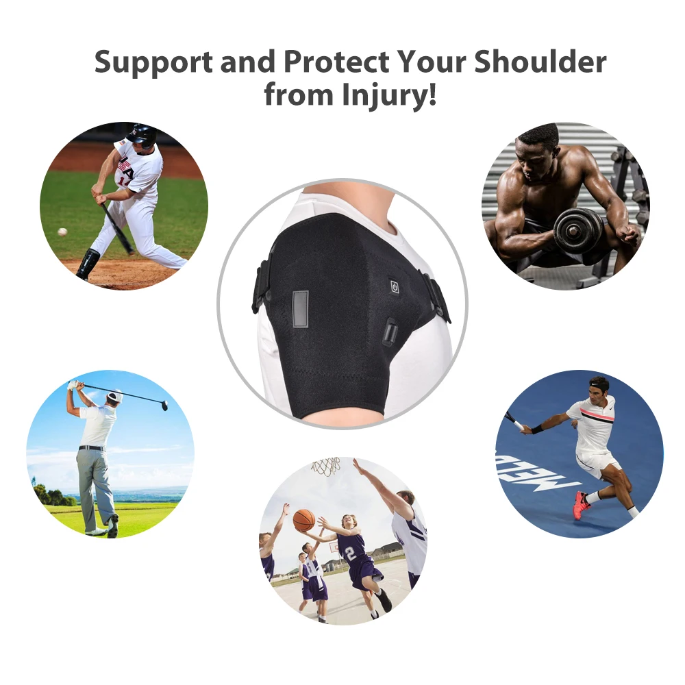 Heat Therapy Shoulder Brace Adjustable Shoulder Brace Support Heating Belt Heating Pad for Frozen Shoulder Bursitis Strain