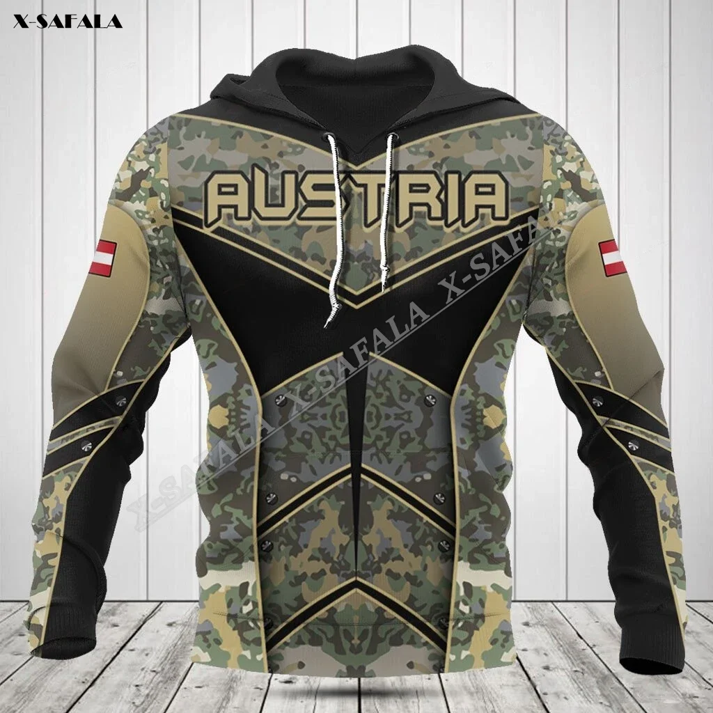 

Austria Camo Flag Army Veteran 3D Print Spring Autumn Hoodie Men's Outwear Shirt Pullover Hooded Sweatshirt Jersey Casual