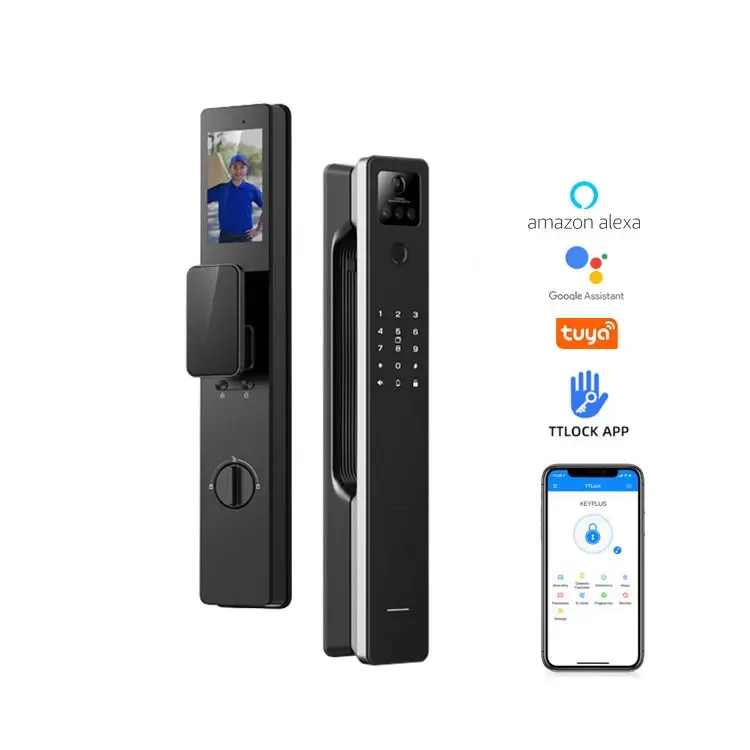 Tuya 3d Face Recognition Dual Camera Automatic Smart Door Lock Biometric Fingerprint Smart Lock