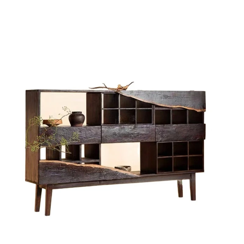 Wabi Side Cabinet, Solid Wood Cabinet, Tea Room Cabinet, Tea Cup Holder, Shelf