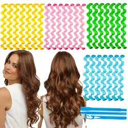 No Heat Hair Curlers Lazy Hair Rollers Heatless Curling Rod Headband Sleeping Soft Silk Curls Ties Perm Rods Hair Styling Tools