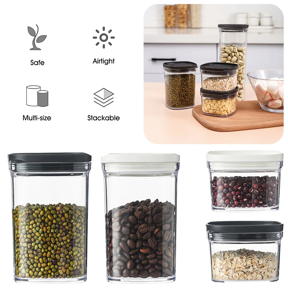 

Plastic Food Storage Container Stackable Kitchen frigerator Noodle Box Multigrain Storage Tank Transparent Sealed Cans Organizer