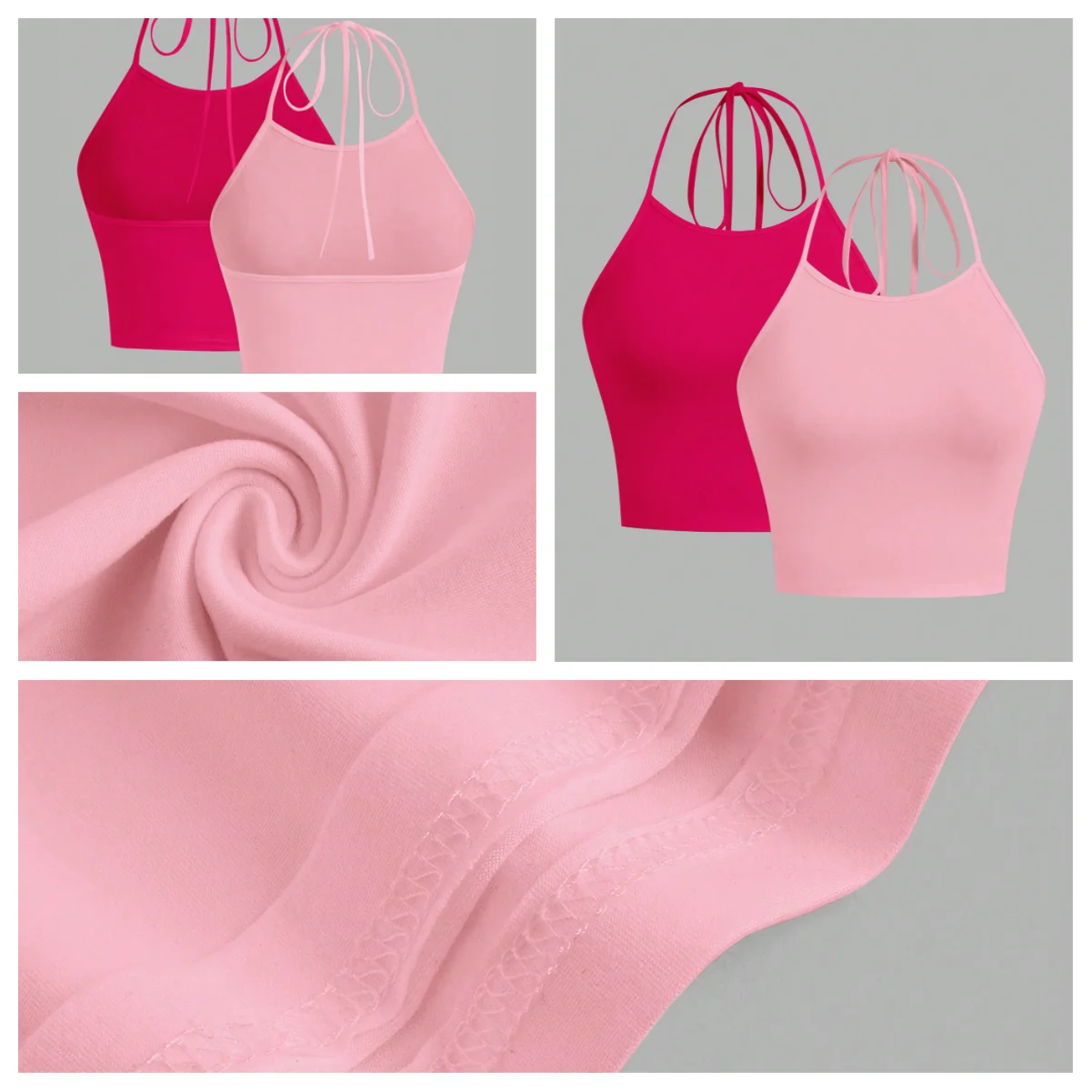 2 pcs Summer Lady Sexy backless Camisole  Fashion Solid Top Women Strap Sleeveless Thin Camisole Vest Top Simple Base Vest Tops