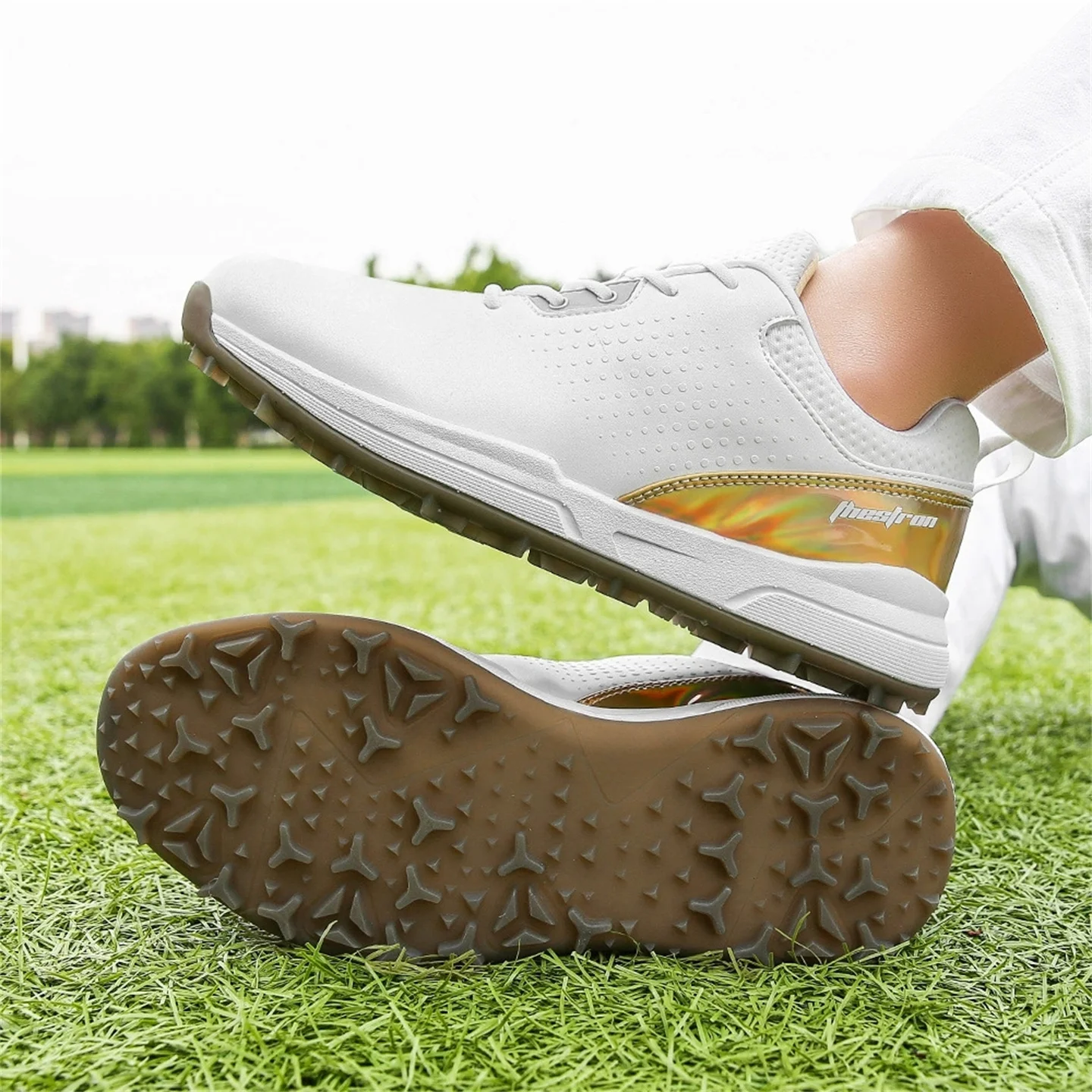 Professional Men's Golf Shoes Large Sizes Breathable Athletic Sneakers Outdoor Sports & Casual Anti-Slip Training Spiked Shoes