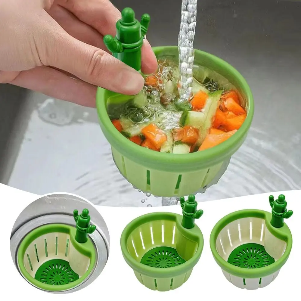 1/2pcs Leakage-proof Cactus Kitchen Sink Drain Strainer Anti-clogging Easy Cleaning Sink Drain Basket Waste Collector Filter