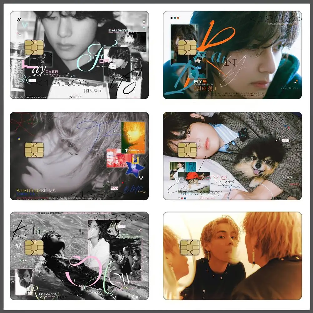 Kim Tae Hyung V Korean Singer Card Stickers Sticker Decal 4pcs PVC Credit Card Skins Removable Self-adhesive Protective Film