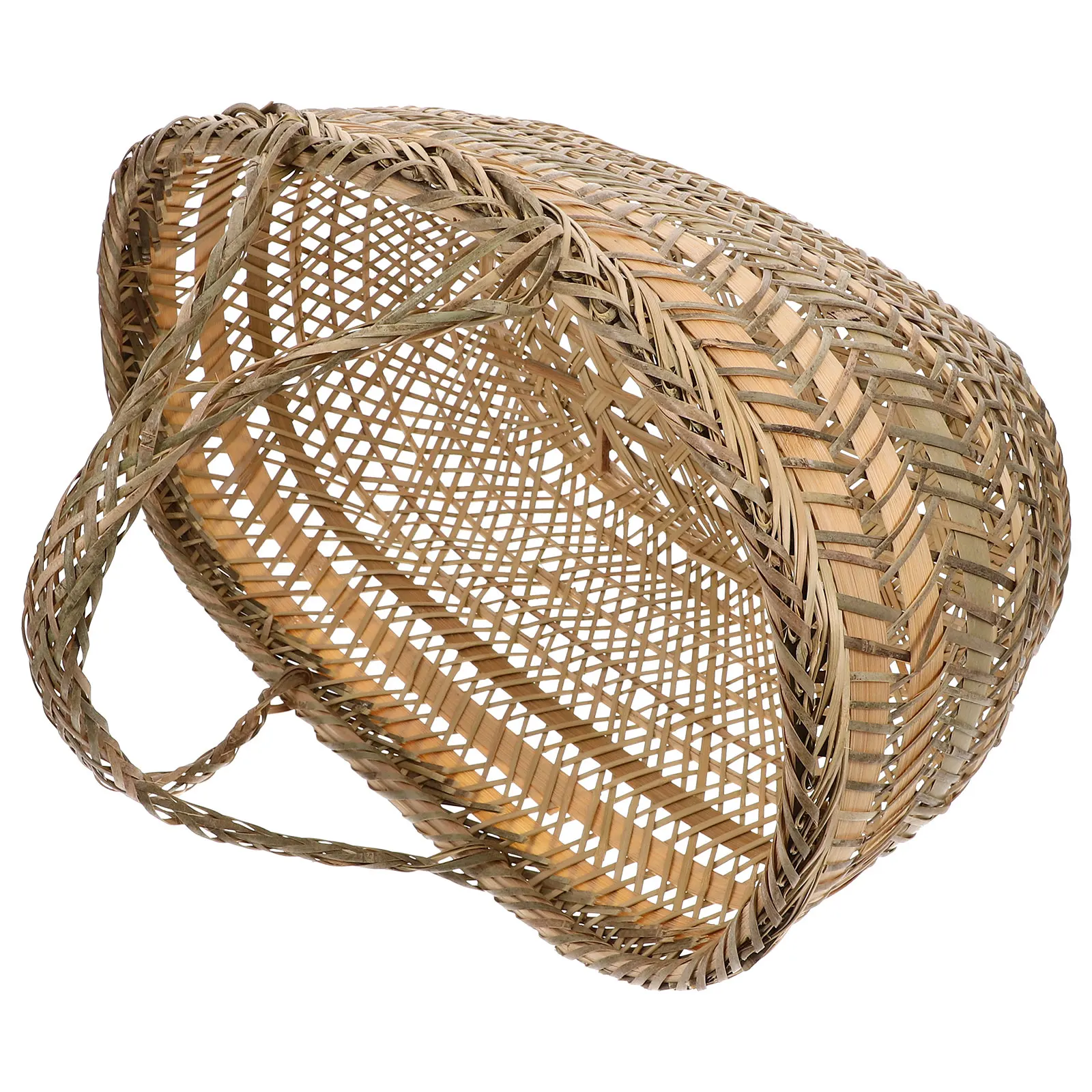 

Bamboo Storage Basket Hand-woven Container Durable Multi-functional Kitchen Shopping Fruit Vegetable Egg Holder