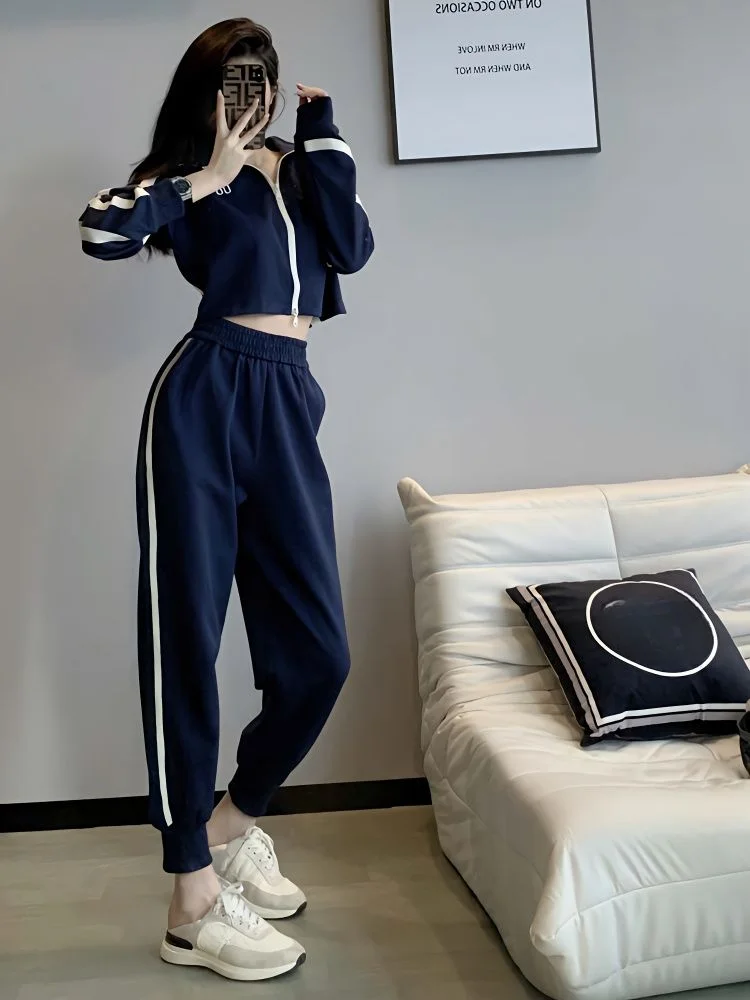 Spring Autumn Sport Tracksuit Ladies Trouser Stripe Women\'s Pants Two Piece Set Sweatshirt Outfit Casual Elegant Y2k Streetwear