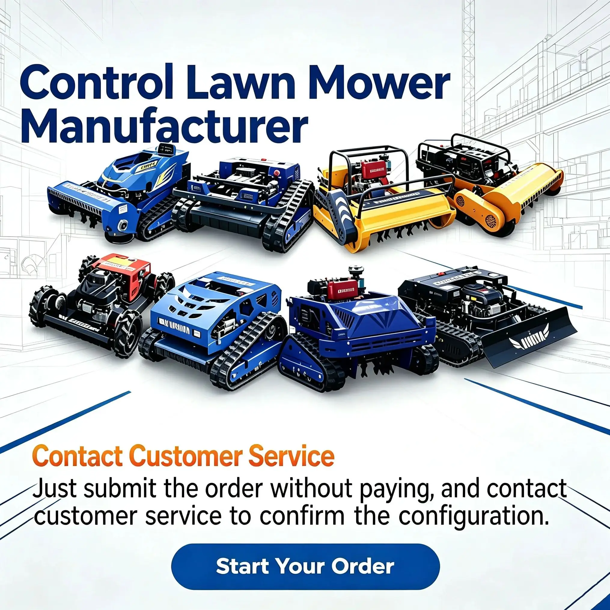 Customized Tracked Remote Control Lawn Mower Petrol Engine Self Propelled Hillside Mower  Lawn Mower 4 Stroke