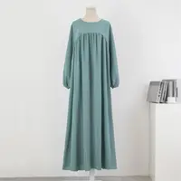Femmes robes Maxi amples Robe musulmane printemps automne femme manches longues décontracté solide poches Robe longues robes Mujer robes 4
