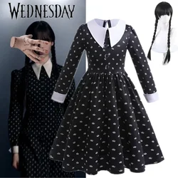 Girls Wednesday Dress Children Addams Halloween Black Family Clothes Kids Dancing Cosplay Costume Princess Christmas Fantasy