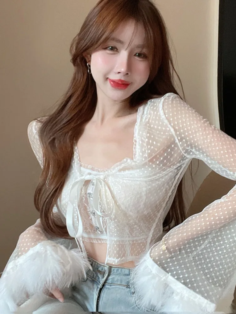 

Heavy Embellished Lace Tank Top And Cardigan Set for Women Beautiful Inner Wear Korean Style Spring Collection Online Exclusive