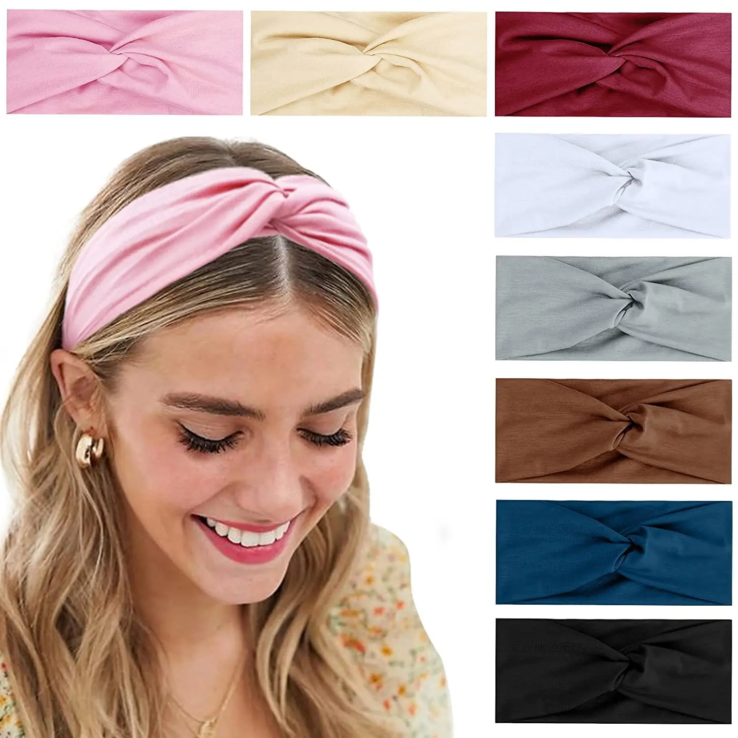 Fashion Retro Pilates Elastic Hair Bands Yoga Headband Running Cycling Sweatband Turban Makeup Hair Hoop Makeup Headwrap Women