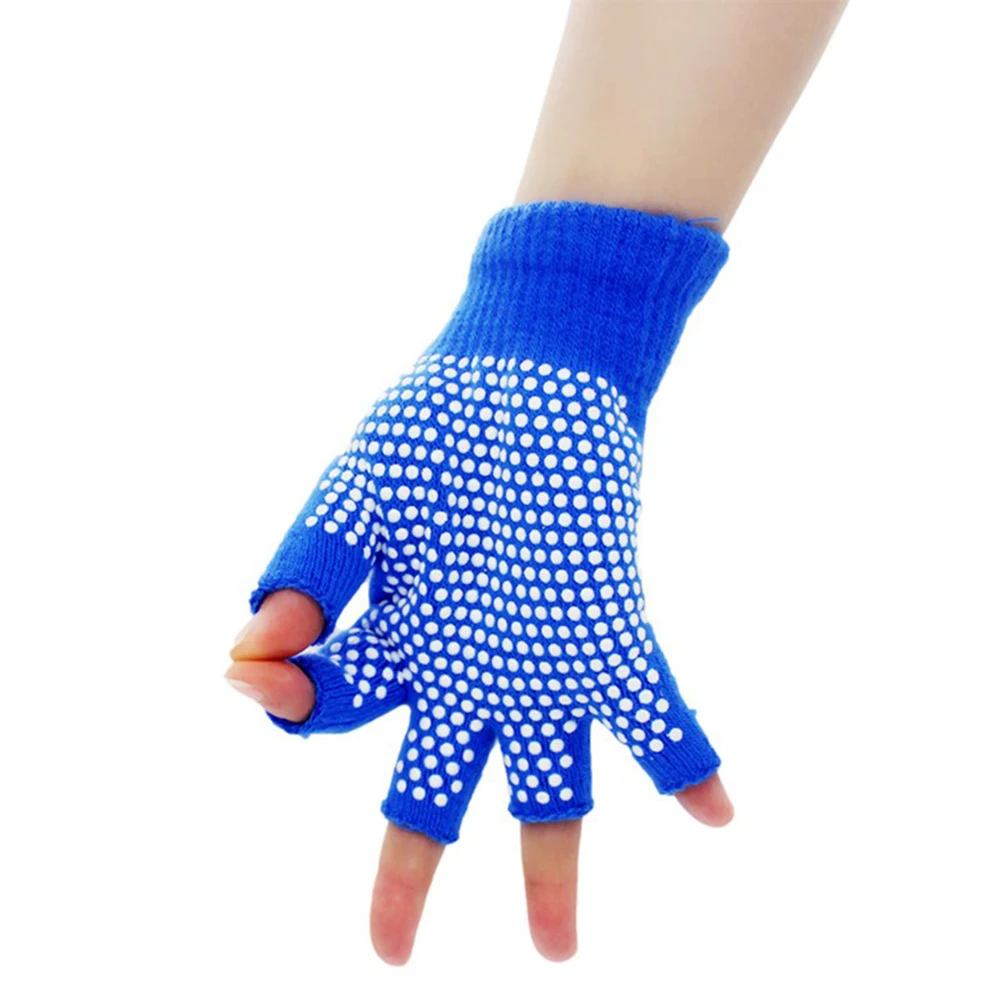 

1 Pair Non-Slip Yoga Gloves Half Finger Cotton Knitted Fitness Gloves For Workout Sports Gym Training Comfortable Breathable