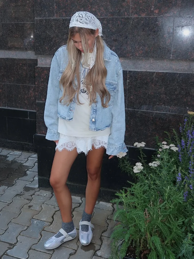 Damskie szorty z koronkowymi wstawkami, satynowe, eleganckie, luźne, jednolite, z szerokimi nogawkami, elastyczne, krótkie, nowość 2025, styl Y2k, codzienne, streetwearowe.