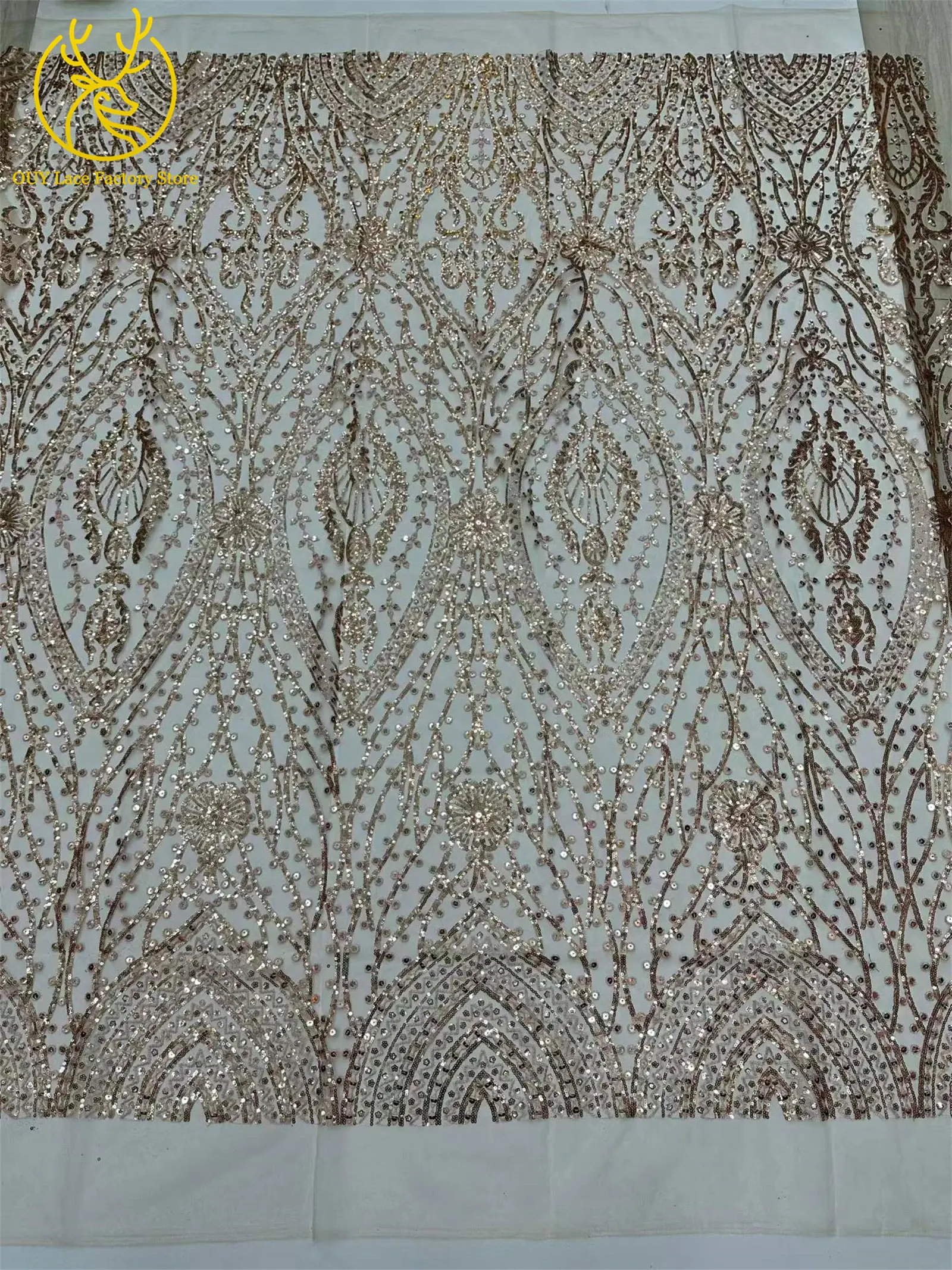 5 Yards Brauner Afrikanischer Spitzenstoff 2026 Nigerianische Pailletten Perlen Hochzeitsdekoration Tüll-Spitzenstoff Braut Partykleid Nähen – Detail 19