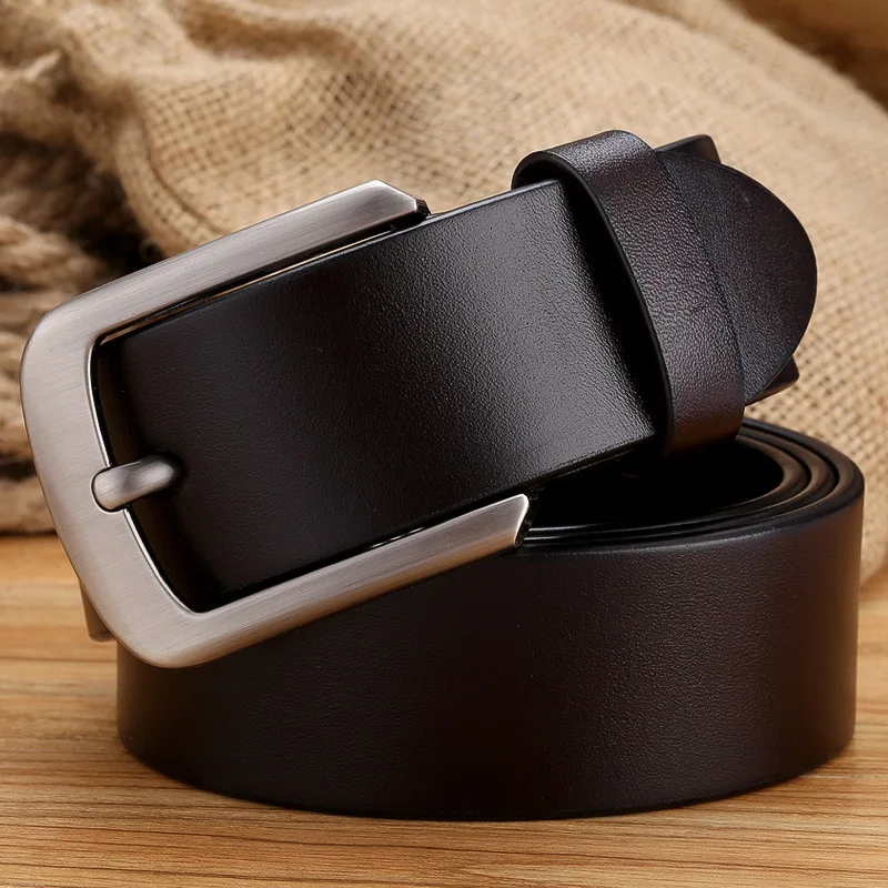 3.8CM Men\\\'s Leather Belt Hard Metal Buckle Soft Man\\\'s Genuine Leather Belts Designer Real Leather Jeans Luxury Belt