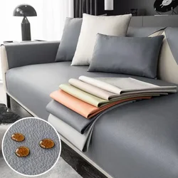 Cow Proof Leather Sofa Cover Waterproof Urine Barrier Sofa Cover for Living Room Non-Slip Sofa Cover Solid Color Couch Slipcover