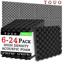 Touo Ei Trog Akoestisch Schuim 6/12/24 Pcs Zelfklevende Studio Wig Tegels Geluidsbestendige Opvulling Muur Geluiddichte Schuimpanelen