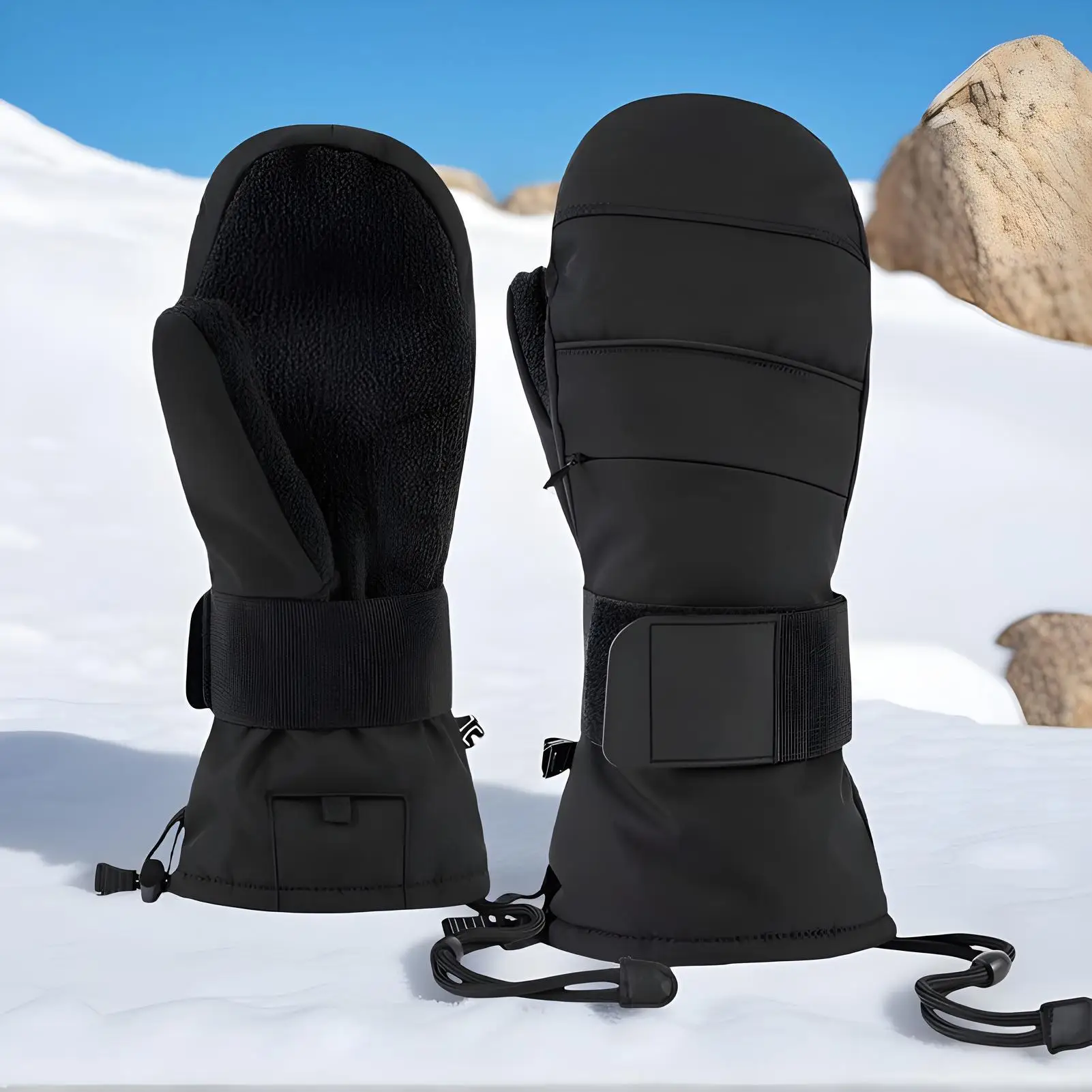 

Winter Gloves Touchscreen Windproof Mittens With Wrist Guard Fleece Lined Snow Gloves For Men Winter Motorcycle Ski Cold Weather