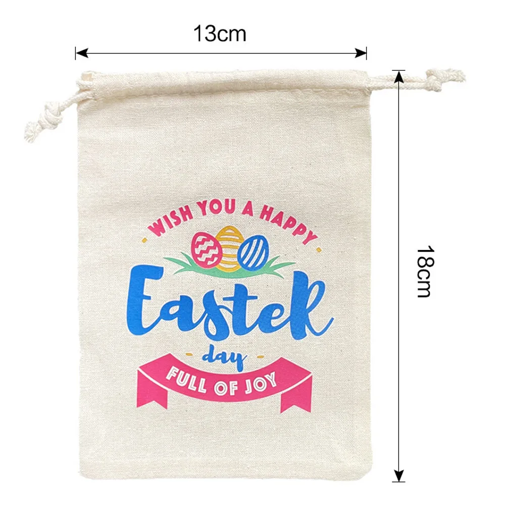 20pcs/lot 13*18cm/5.1*7.1'' Happy Easter Gift Packaging Pouches Drawstring Linen Bags Birthday Party Kids Candy Pouch