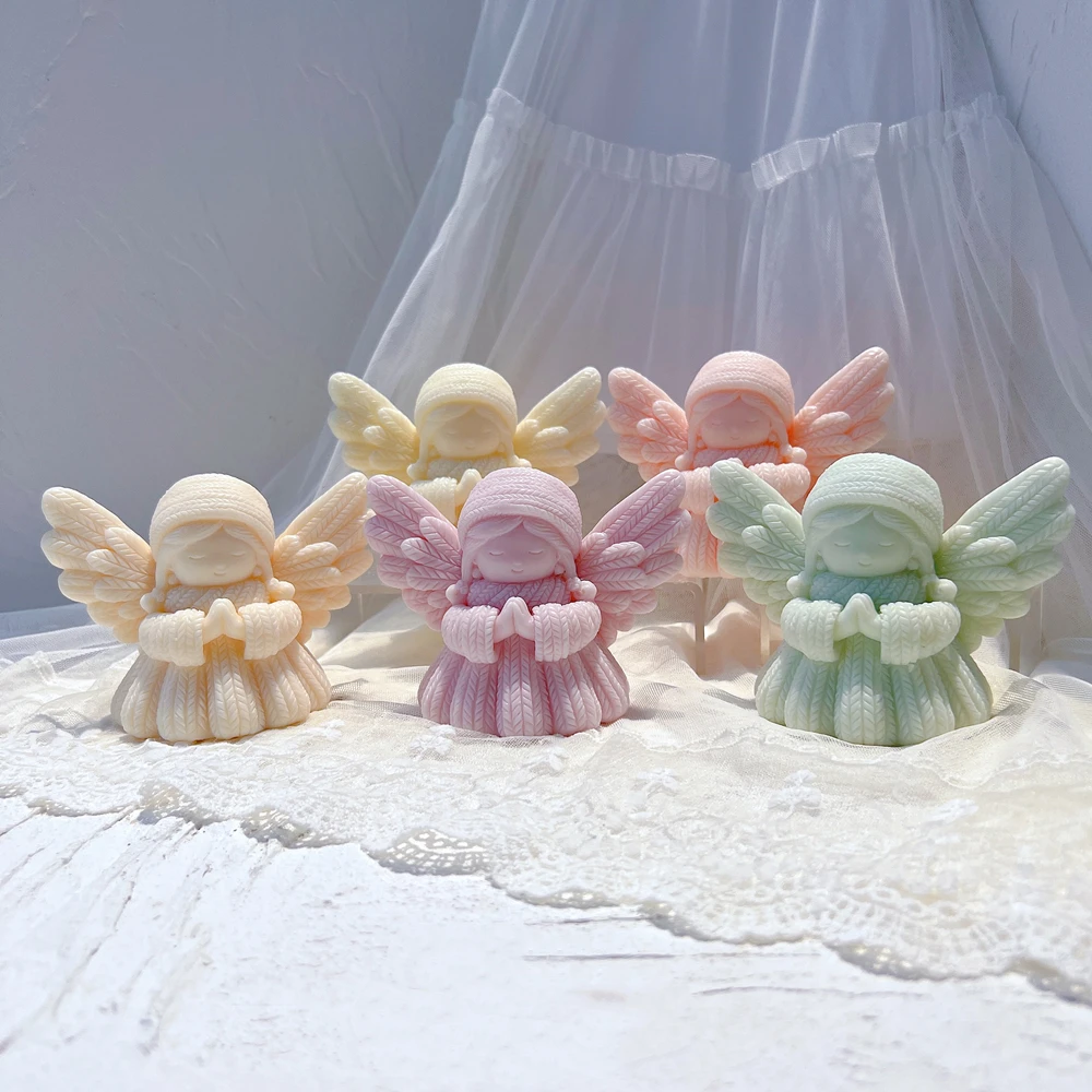 

Knitted Prayer Angel Candle Mold Christmas Angel Silicone Mold Doll Making Soy Wax Plaster Mold DIY Epoxy Resin Gypsum Form