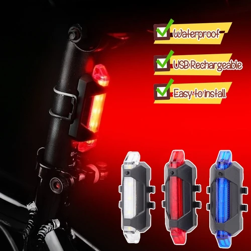 Luz trasera LED recargable por USB para bicicleta de montaña, advertencia de seguridad, luces intermitentes delanteras y traseras, accesorios para conducción nocturna