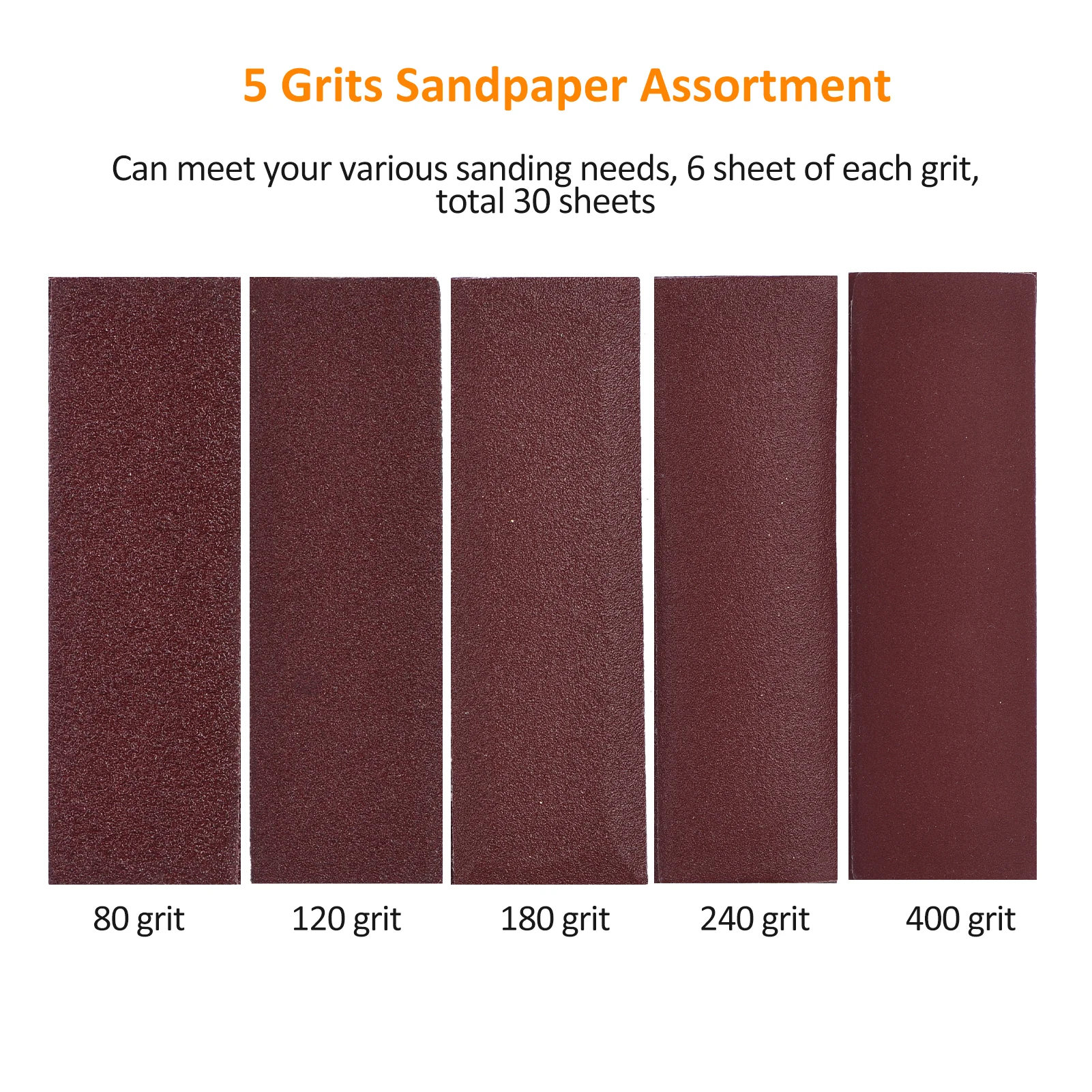 30 sztuk wkładek do szlifierki precyzyjnej, papier do mikro-szlifowania, mikro-szlifierka na palec do rękodzieła, różne gradacje ziarnistości 80/120/180/240