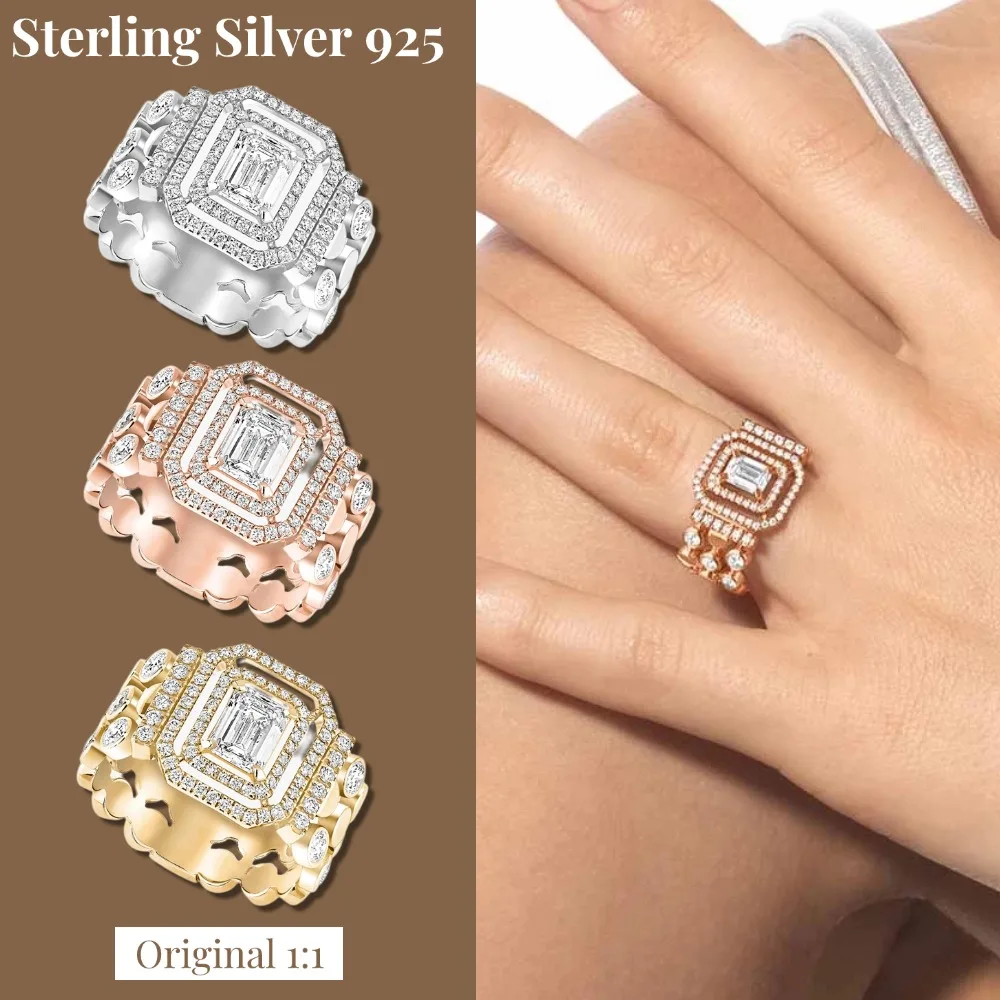 Elegant original D.VIBES MULTI-ROW RING Sterling Silver 925 Ring Luxury woman Jewelry Accessories Anniversary Jewelry