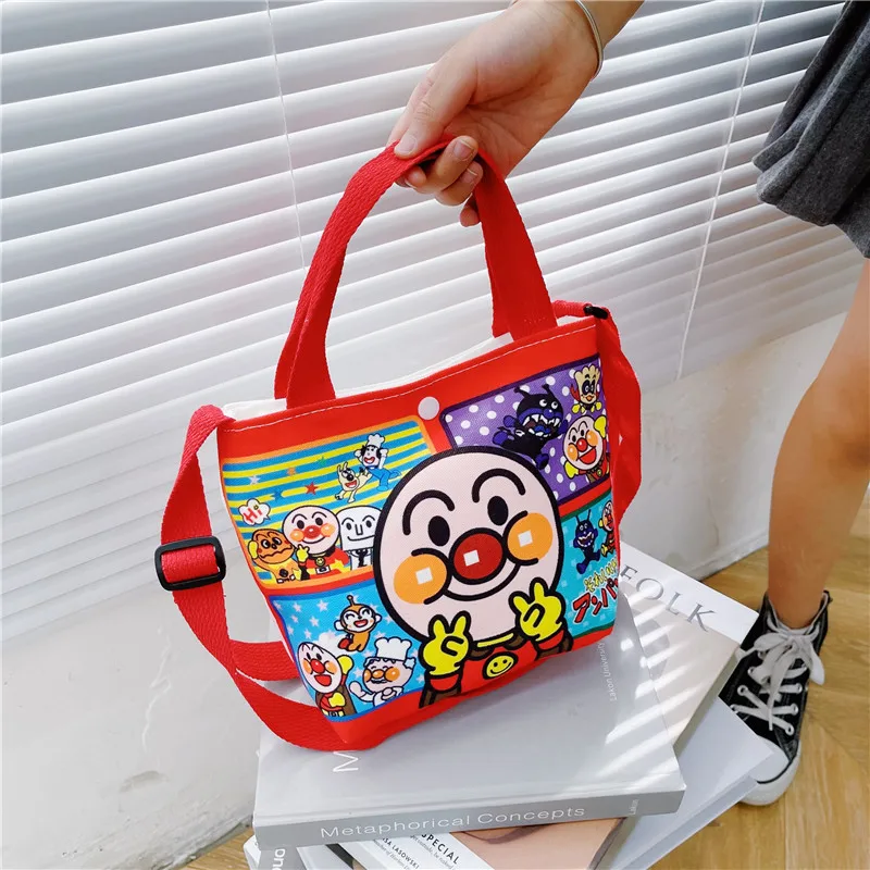 Kawaii Anpanman Children Shoulder Bag Cartoon Handbag Anime Peripheral Large Capacity Canvas Bag Crossbody Bag Children Gifts