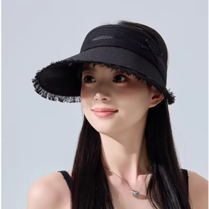 Korean Summer Empty Top Caps Girls' Cute Age-reducing Fringed Edge Sun Protection Hat