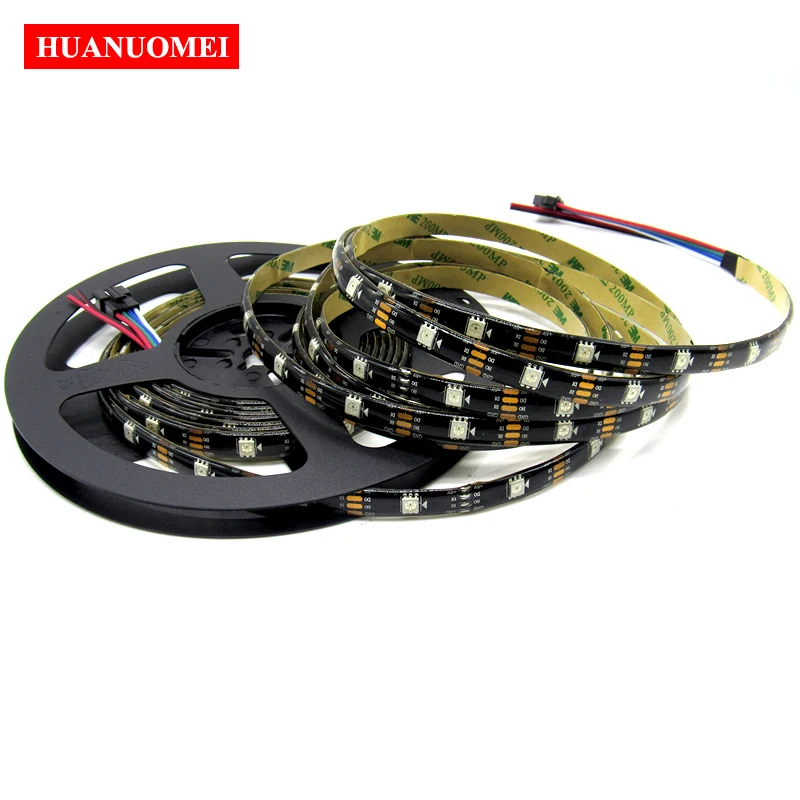 Addressable 5V 30LEDs/M WS2813 Dual Signal Wires RGB LED Strip 5050 SMD Flexible Pixel Tape TV Waterproof Silicon IP65 Black PCB