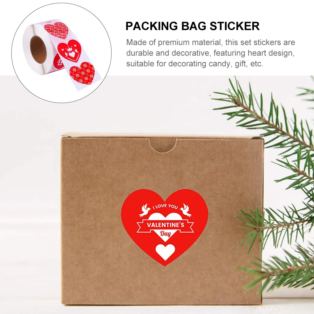 

1 Roll Heart Pattern Valentine's Day Seal Stickers Adhesive Label for Gift Packaging Envelope Decoration Valentine's Day Sticker