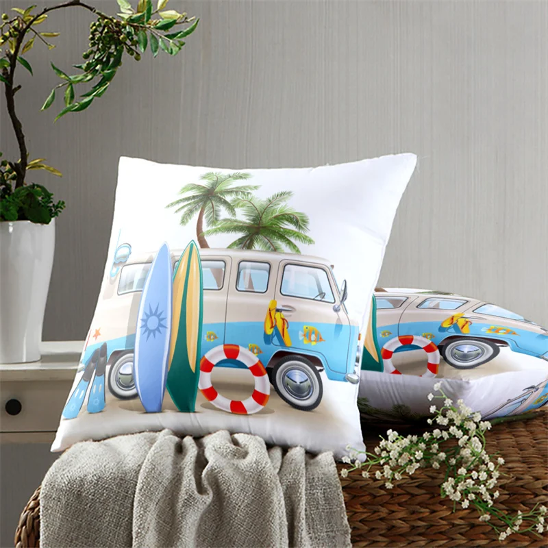 Color Cartoon Car Pillow Cover Sofa Cushion Fashion Printing Sofa Chair Pillow Cover Car Mat Bed Pillow Cover Home Decoration