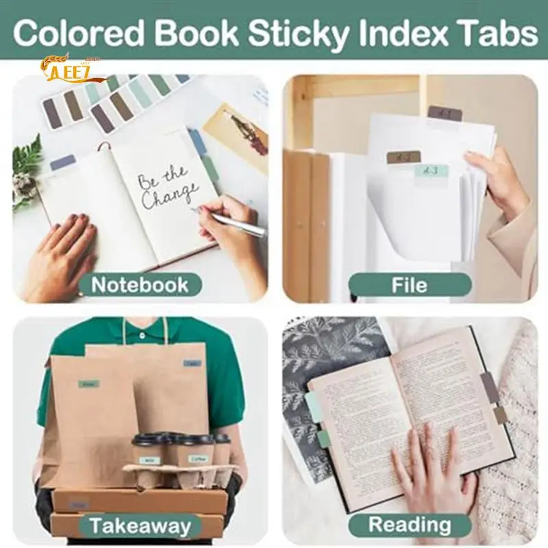 AEE7-Sticky Index Tabs Multicolor Self-Adhesive Book Tabs Writable Page Tabs Transparent For Notebooksfiles