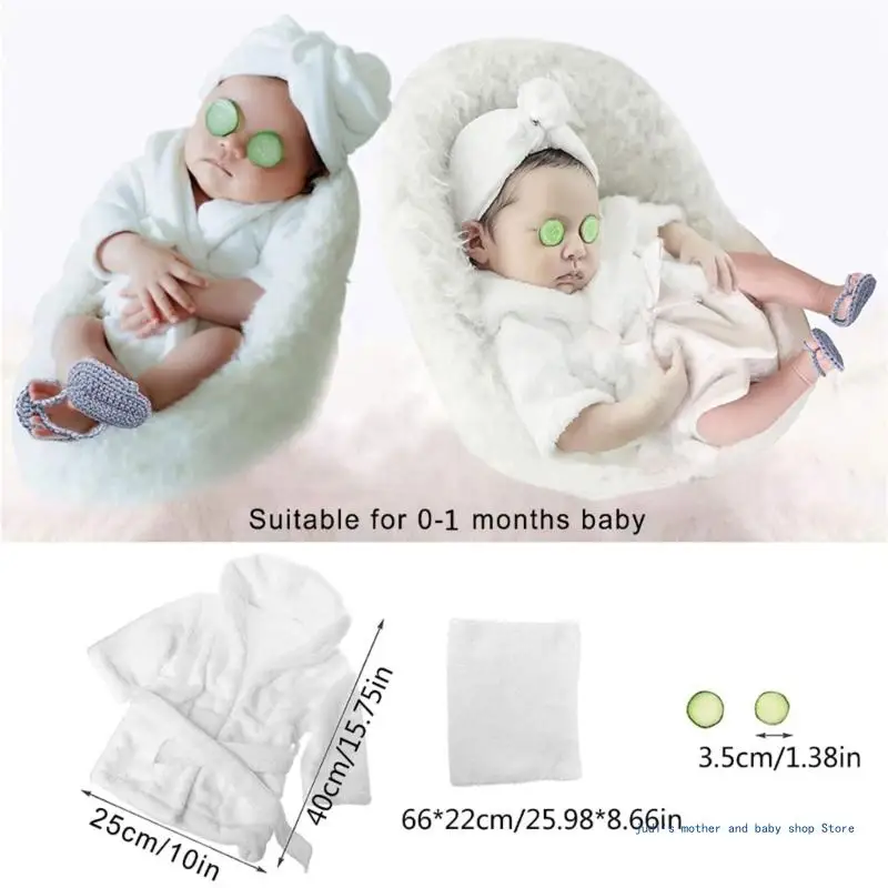 67JC Costume fotografico per neonato, grazioso accappatoio con copricapo, vestiti per servizi fotografici, accessori per foto,