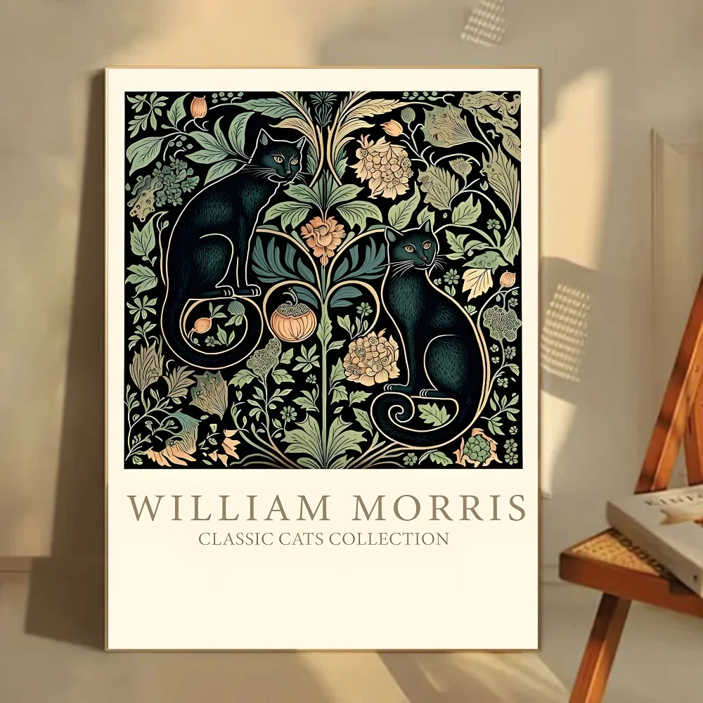 1 قطعة ويليام موريس الأعمال الفنية شجرة الحياة القطط المشارك ذاتية اللصق الفن ورق مقاوم للماء ملصق مقهى بار غرفة جدار ديكور #5