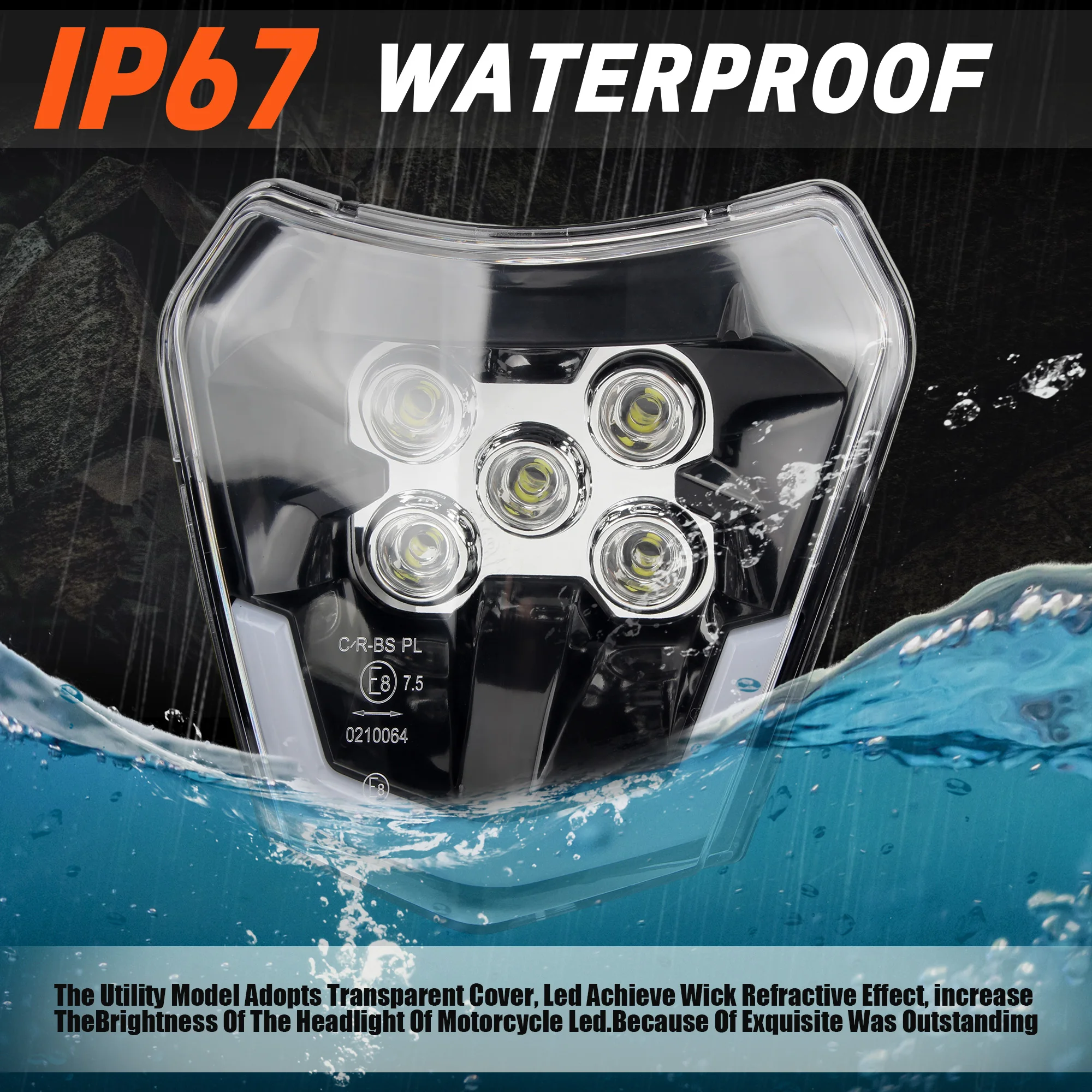 

For KTM Headlight LED Wick Motorcycle Accessories EXC XC SX XC-W 125 250 300 350 450 Motocross Dirt Bike Enduro Head Lights