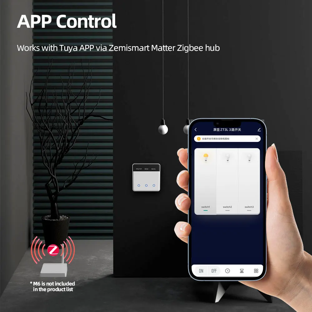 Zemismart Zigbee DIY Name Switch EU Type Smart Display Screen Light Touch Panel Switch Work with Tuya Smart Life App and Homey