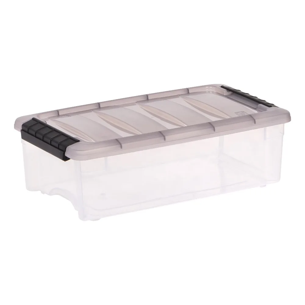 IRIS 5.8 Qt Plastic Storage Bin with Lid, Stackable Storage Containers, Tote Box for Home Organization, Clear Plastic Bins with Secure Snap Tight Lids, Durable Stackable Storage Totes for Closet Shelf Pantry