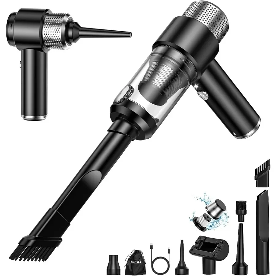 

Мини-пылесос, автомобильный пылесос 16000PA, портативный беспроводной со светодиодной подсветкой, воздушная тряпка 4 в 1 и небольшой портативный пылесос Re