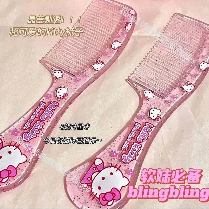 Sanrio Hello Kitty Cute Cartoon Comb Dense Tooth Comb Japanese Soft Girl Portable Makeup Comb Student Comb Hair Smooth Hair Comb