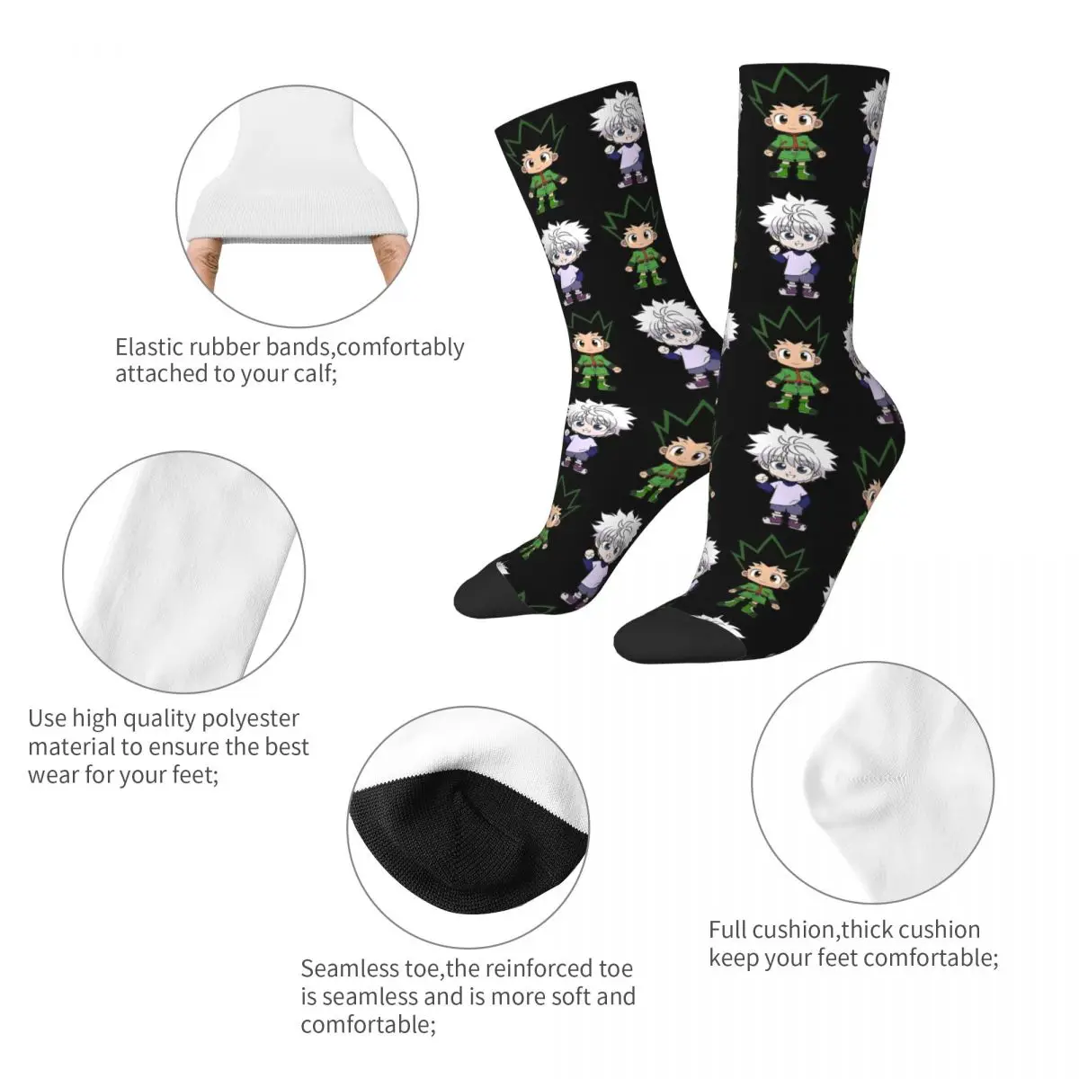 Hunter X Hunter Gon Killua Zoldyck Socks Men Women Fashion Socks High Quality Spring Summer Autumn Winter Middle Tube Socks Gift